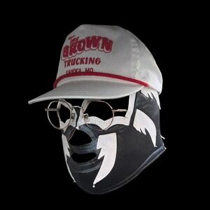 VTG Mexican Luchador Wrestling Mask Lucha Libre SemiPro B&W Lightning Vinyl OSFA